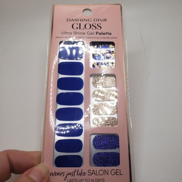 Royal Blue Gold Dashing Diva Gloss Ultra Shine Gel Palette Nails - Picture 6 of 6